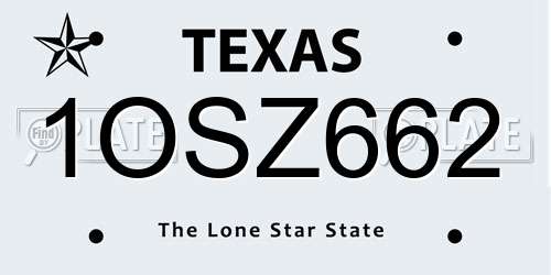 1OSZ662 Texas License Plate