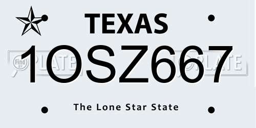 1OSZ667 Texas License Plate