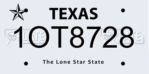 1OT8728 Texas License Plate