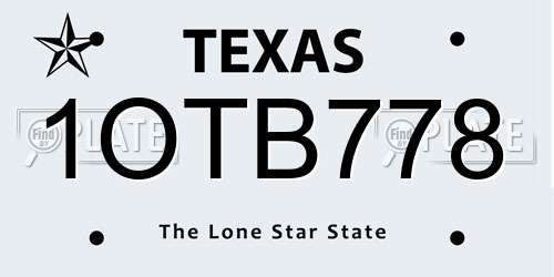 1OTB778 Texas License Plate