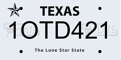 1OTD421 Texas License Plate