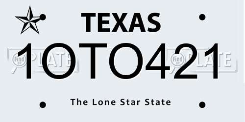 1OTO421 Texas License Plate