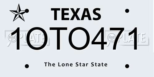 1OTO471 Texas License Plate