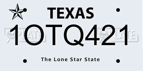 1OTQ421 Texas License Plate