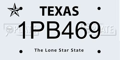 1PB469 Texas License Plate