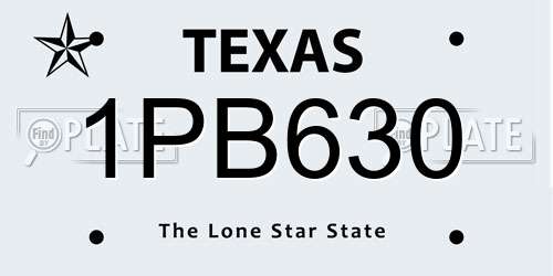 1PB630 Texas License Plate