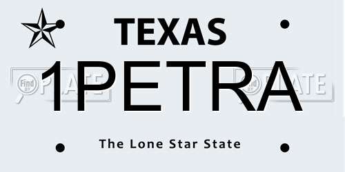 1PETRA Texas License Plate