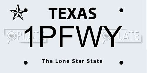 1PFWY Texas License Plate