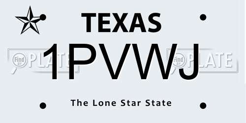 1PVWJ Texas License Plate