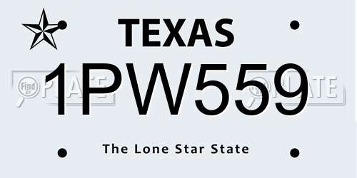1PW559 Texas License Plate