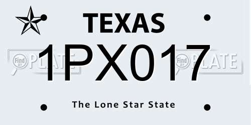 1PX017 Texas License Plate