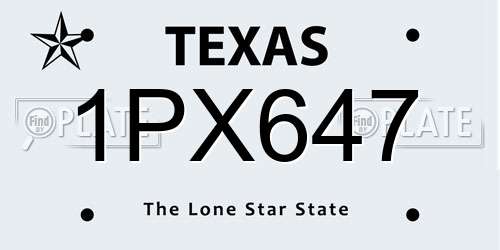 1PX647 Texas License Plate