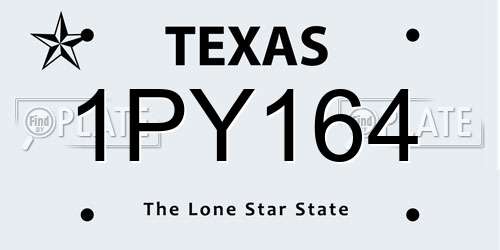 1PY164 Texas License Plate