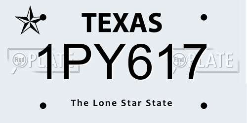 1PY617 Texas License Plate