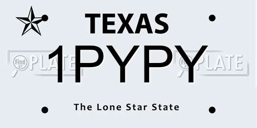 1PYPY Texas License Plate