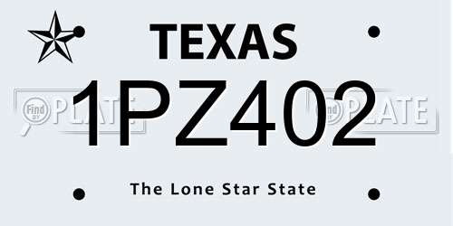 1PZ402 Texas License Plate