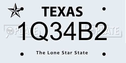 1Q34B2 Texas License Plate