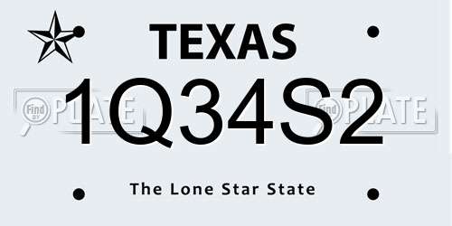 1Q34S2 Texas License Plate