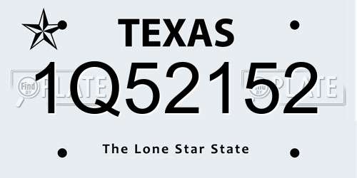 1Q52152 Texas License Plate