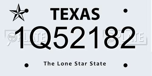 1Q52182 Texas License Plate