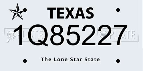 1Q85227 Texas License Plate