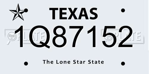 1Q87152 Texas License Plate