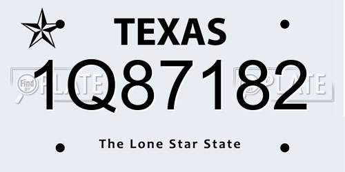 1Q87182 Texas License Plate