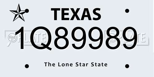 1Q89989 Texas License Plate