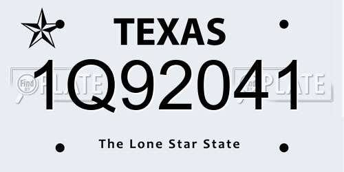1Q92041 Texas License Plate