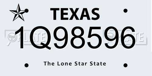 1Q98596 Texas License Plate