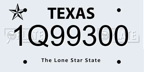 1Q99300 Texas License Plate