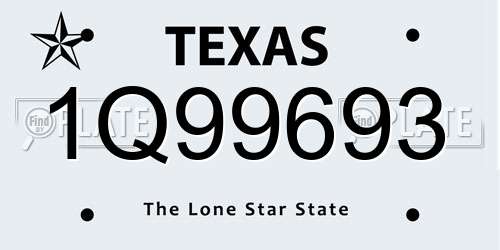 1Q99693 Texas License Plate
