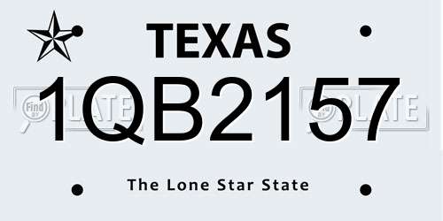1QB2157 Texas License Plate
