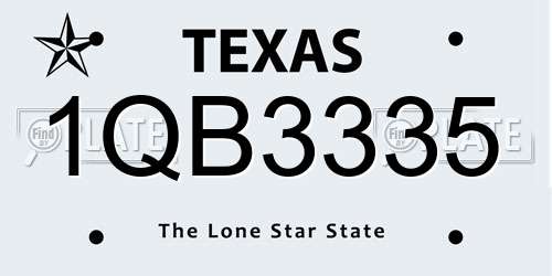 1QB3335 Texas License Plate