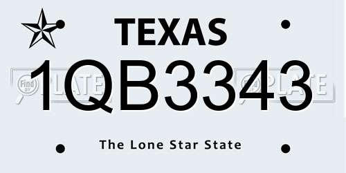 1QB3343 Texas License Plate