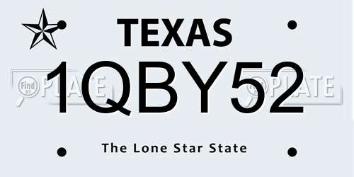 1QBY52 Texas License Plate