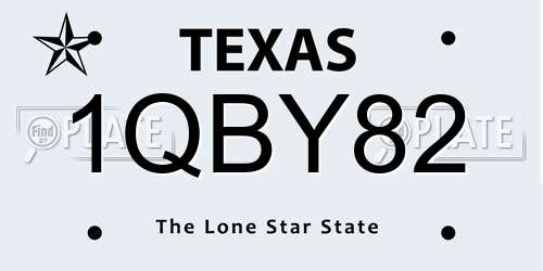 1QBY82 Texas License Plate
