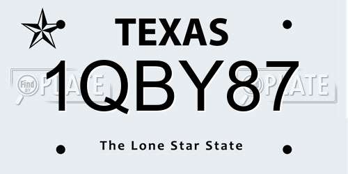 1QBY87 Texas License Plate