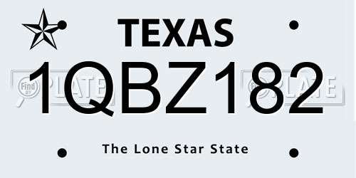 1QBZ182 Texas License Plate