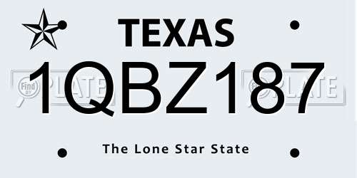 1QBZ187 Texas License Plate