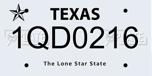 1QD0216 Texas License Plate
