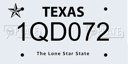 1QD072 Texas License Plate