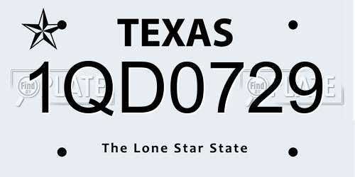 1QD0729 Texas License Plate