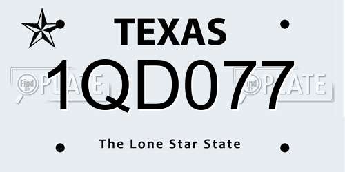 1QD077 Texas License Plate