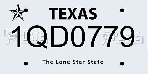 1QD0779 Texas License Plate