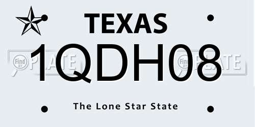 1QDH08 Texas License Plate