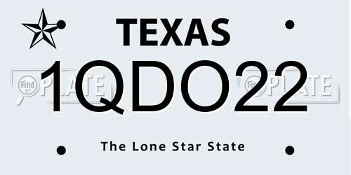 1QDO22 Texas License Plate