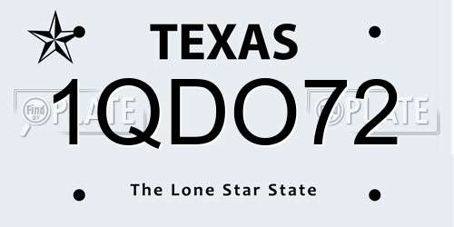 1QDO72 Texas License Plate