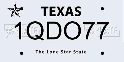 1QDO77 Texas License Plate