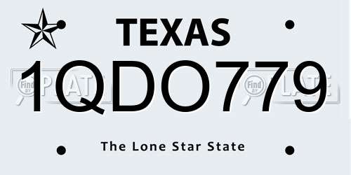 1QDO779 Texas License Plate